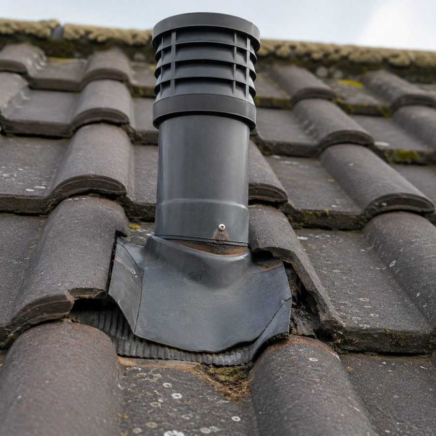 Roof flue terminal with loose flashing